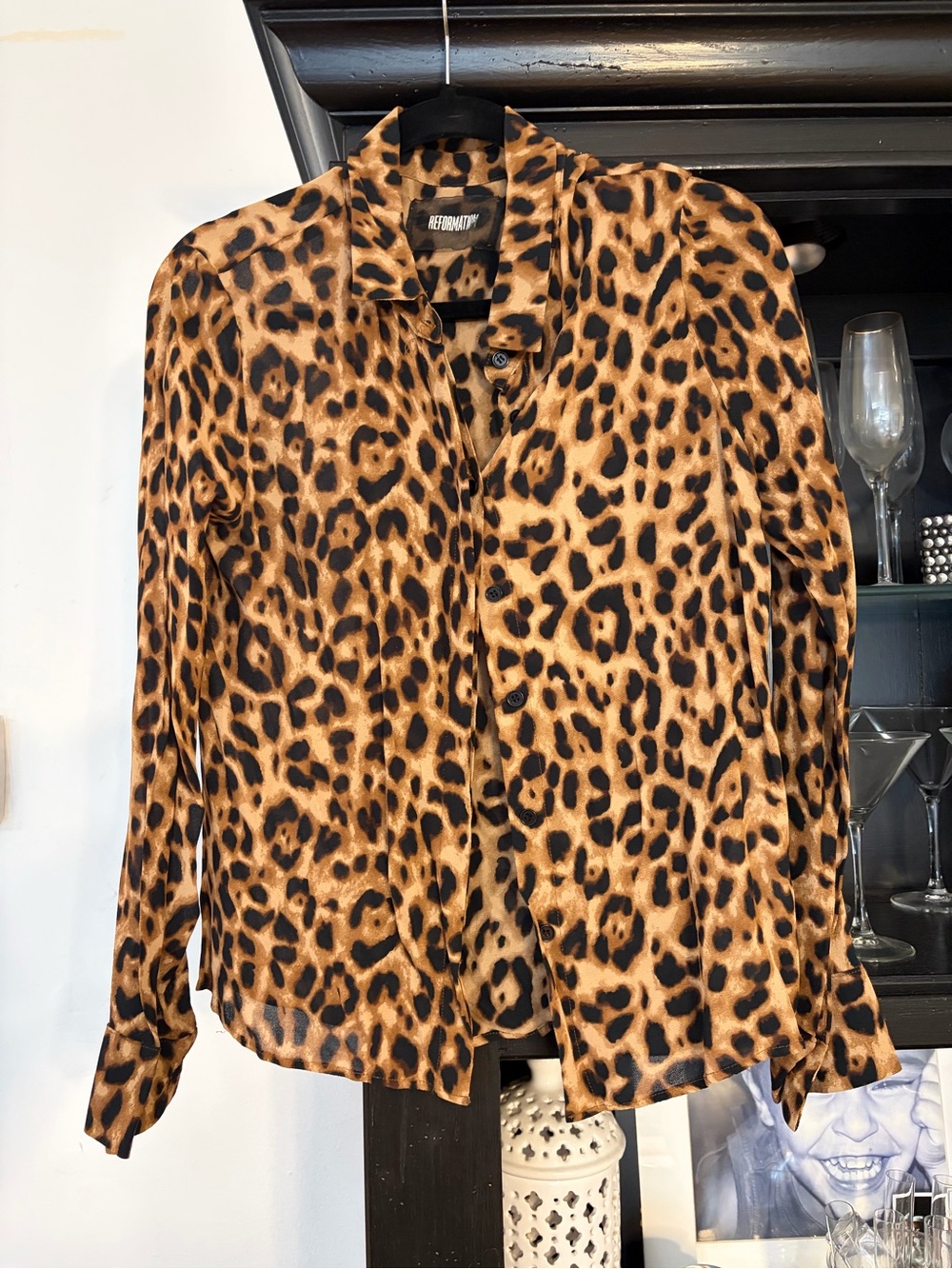 Reformation Leopard Blouse